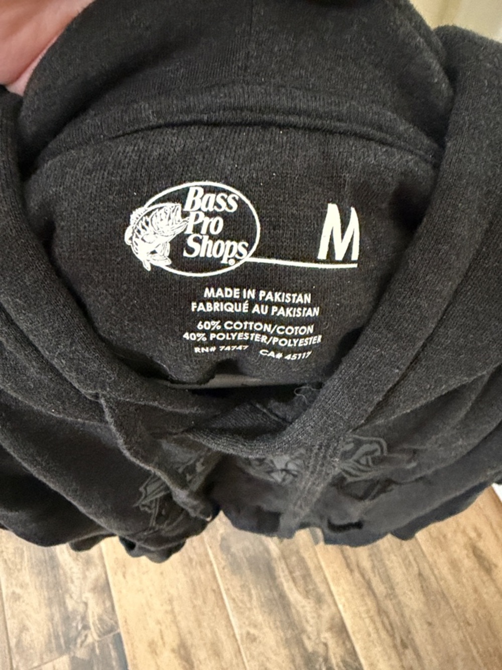 Bass Pro Shops Black Pullover Hoodie with White Logo - M